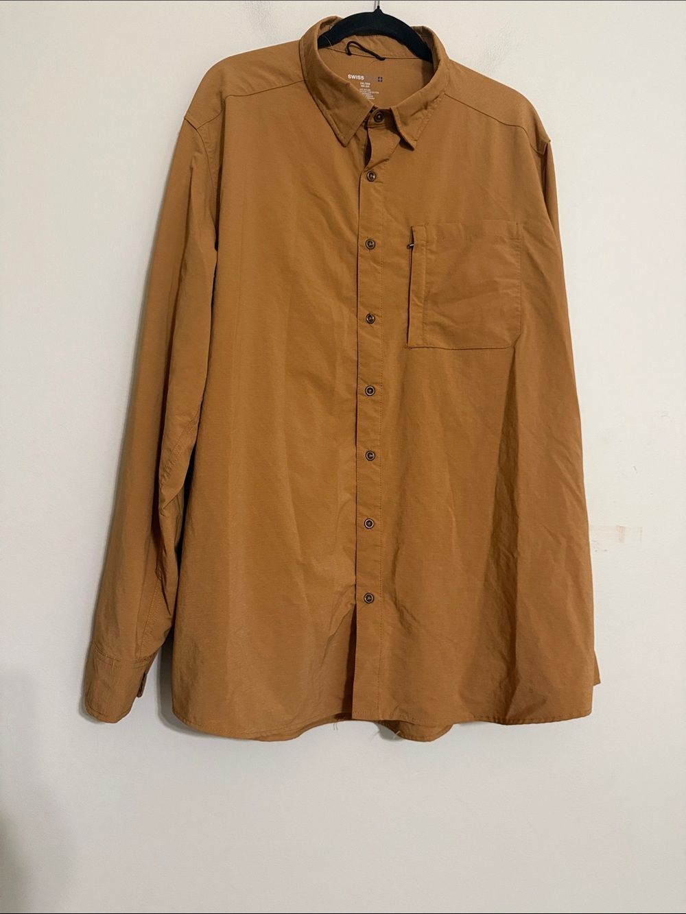 Swiss Tech Copper men’s personal shirt 2XG outdoor brown hiking camp button down